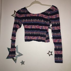 Blue and Pink pattern Crop Top